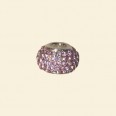 Pandora Style Metal Beads with Inset Lavender Crystals