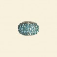 Pandora Style Metal Beads with Inset Aqua Crystals