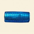 Aqua Glass Silver Foil Flat Tube Bead - 22mm x 10mm 