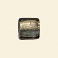 Grey Glass Silver Foil Flat Square Bead - 14mm 
