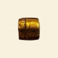 Topaz Glass Silver Foil Flat Square Bead - 14mm 