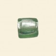 Light Green Glass Silver Foil Flat Square Bead - 14mm 