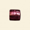 Pink Glass Silver Foil Flat Square Bead - 14mm 
