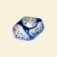 Blue Hand Painted Glass Nugget Beads - 18mm x 15mm 