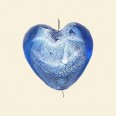 Blue Glass Silver Foil Heart Bead - 20mm 