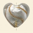 Crystal/Gold Glass Silver Foil Heart Bead - 25mm 
