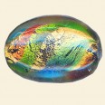 Multi Glass Silver Foil Flat Oval Bead - 30mm x 20mm 