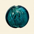 Aqua Glass Silver Foil Flat Round Bead - 20mm 