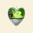 Green Glass Heart Bead - 20mm 