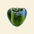 Green/Blue Glass Silver Foil Heart Bead - 20mm 