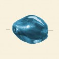 Aqua Glass Silver Foil Twist Bead - 20mm x 15mm 