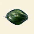 Green Glass Silver Foil Twist Bead - 20mm x 15mm 