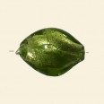Lime Glass Silver Foil Twist Bead - 20mm x 15mm 