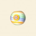 Multi Glass Round Bead with Millefiori Badge - 14mm 