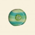 Green Glass Cushion Bead with Millefiori Badge - 18mm 
