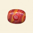 Red Glass Flat Rectangle Bead with Millefiori Badge - 20mm x 15mm 