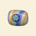 Multi Glass Flat Rectangle Bead with Millefiori Badge - 20mm x 15mm 