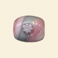 Pink Glass Flat Rectangle Bead with Millefiori Badge - 20mm x 15mm 