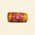 Red Glass Tube Bead with Millefiori Badge - 22mm x 10mm 