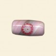 Pink Glass Tube Bead with Millefiori Badge - 22mm x 10mm 