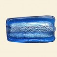 Light Blue Glass Silver Foil Flat Oblong Bead - 35mm x 20mm 
