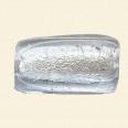 Crystal Glass Silver Foil Flat Oblong Bead - 35mm x 20mm 