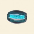 Aqua Glass Silver Foil Barrel Bead - 25mm x 15mm 