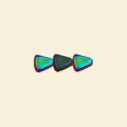 Black Glass Triangle Beads - One Side Glitter, One Side Plain - 5mm - Pack of 10  