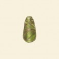 Green Glass Drop Bead with Gold Stripe - 15mm x 8mm