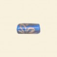 Blue Glass Tube Bead with Gold Stripe - 15mm x 8mm
