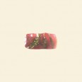 Pink Glass Tube Bead with Gold Stripe - 15mm x 8mm