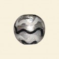 Black Glass Silver Foil Round Beads - 16mm 