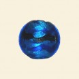 Blue Glass Silver Foil Round Beads - 16mm 