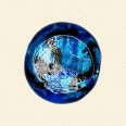 Blue Glass Silver Foil Flat Cushion Beads - 20mm 