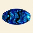 Blue Glass Silver Foil Flat Oval Beads - 30mm x 18mm 