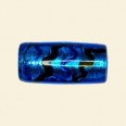 Blue Glass Silver Foil Tube Beads - 25mm x 10mm 