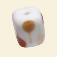 Orange/Tan Matt Glass Tube Bead - 15mm x 10mm 