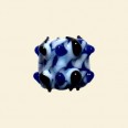 Blue Glass Spotty Tube Beads - 14mm x 12mm 