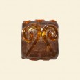 Gold Glass Handmade Flat Square Gold Foil Beads - 15mm 