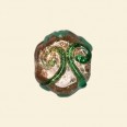Green Glass Handmade Flat Disc Gold Foil Beads - 15mm 