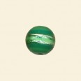 Green Glass Silver Stripe Round Bead - 12mm 