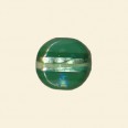 Green Glass Silver Stripe Flat Disc Bead - 15mm 