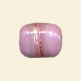 Pink Glass Silver Stripe Flat Rectangle Bead - 20mm x 15mm 