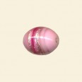 Pink Glass Silver Stripe Oval Bead - 15mm x 12mm 