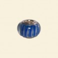 Blue Pandora Style Glass Bead with Metal Inserts - 12mm 