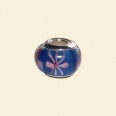 Blue Pandora Style Glass Bead with Metal Inserts - 12mm 