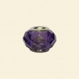 Purple Pandora Style Glass Crystal Faceted Beads with Metal Inserts - 12mm 