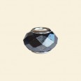 Haematite Pandora Style Glass Crystal Faceted Beads (Special Effects) with Metal Inserts - 12mm 