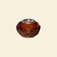 Topaz Pandora Style Glass Crystal Faceted Beads with Metal Inserts - 12mm 