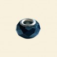 Navy Blue Pandora Style Glass Crystal Faceted Beads (Special Effects) with Metal Inserts - 12mm 